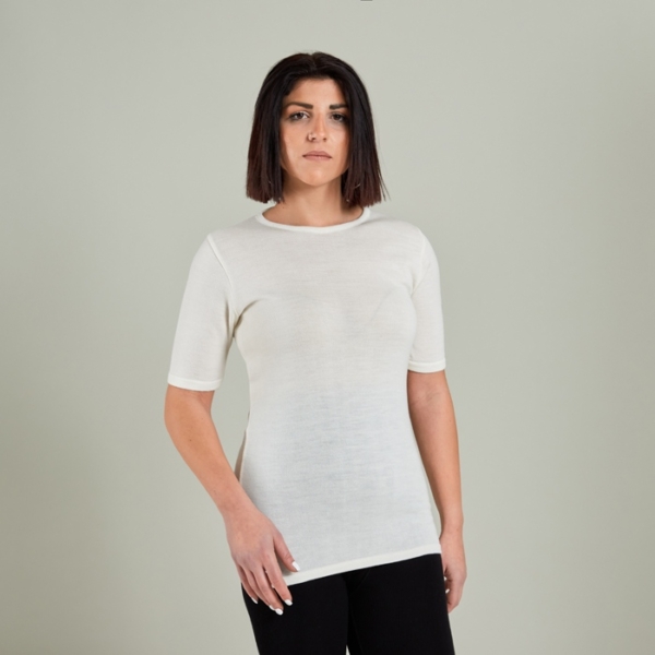 Short-sleeve wool shirt