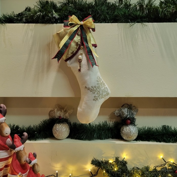 Christmas Boot with Gold Faux Leather