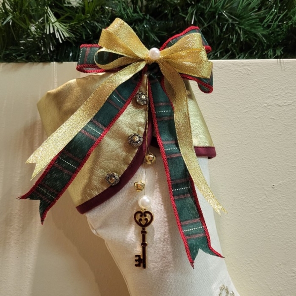 Christmas Boot with Gold Faux Leather