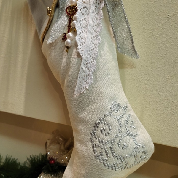 Christmas Boot with Silver Faux Leather