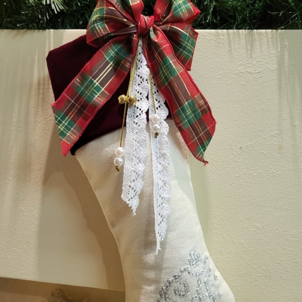 Christmas Boot with Burgundy Velvet