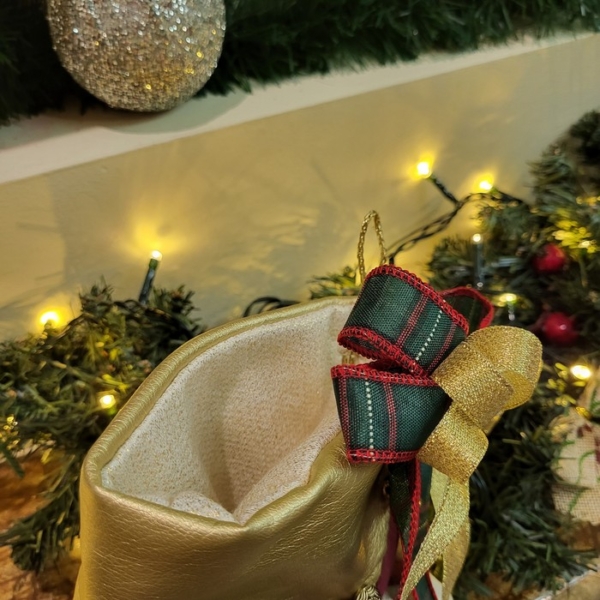 Christmas Boot with Gold Faux Leather