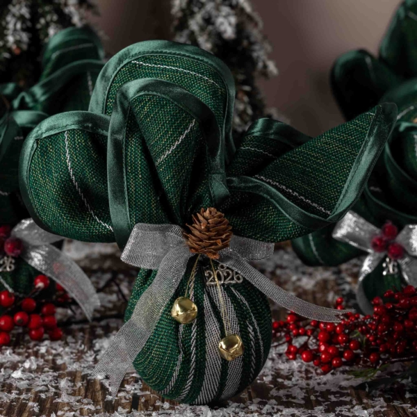 Large green and silver bauble