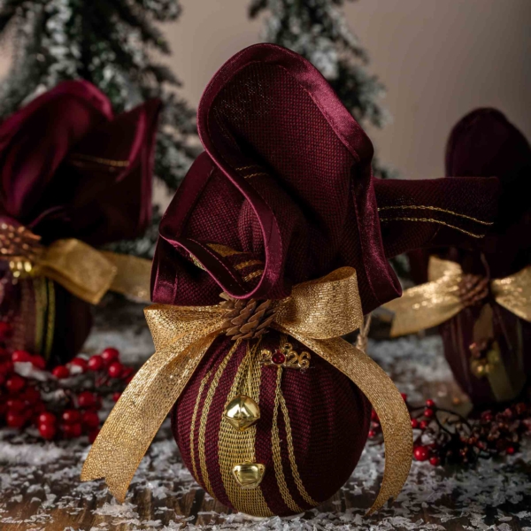 Large burgundy and gold bauble