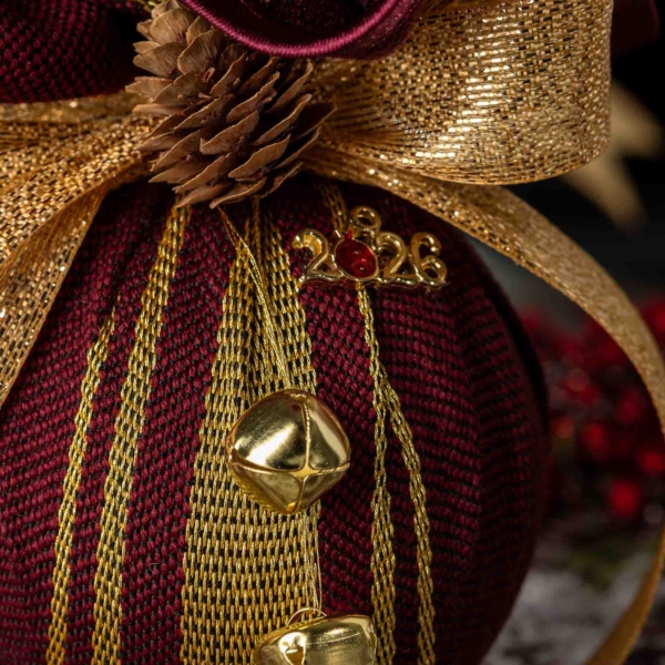 Large burgundy and gold bauble