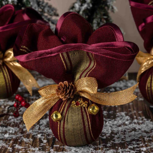 Large burgundy and gold bauble