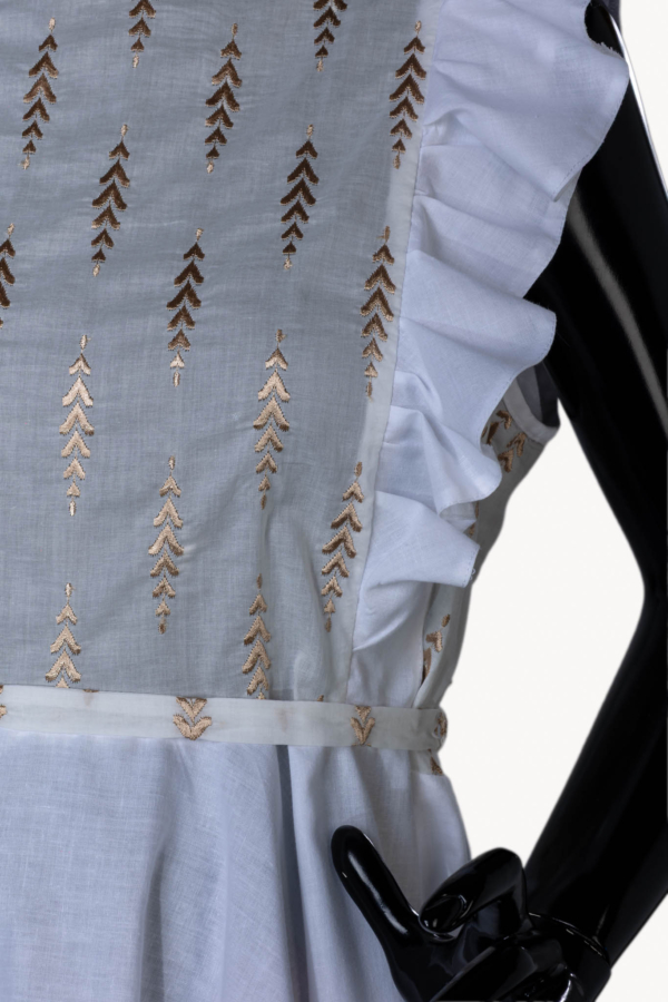 Handmade women’s cotton top with ruffle and gold embroidery