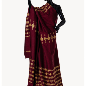 Handmade woven sofa throw in a burgundy shade with bronze diamond pattern “Imperial Bordeaux”